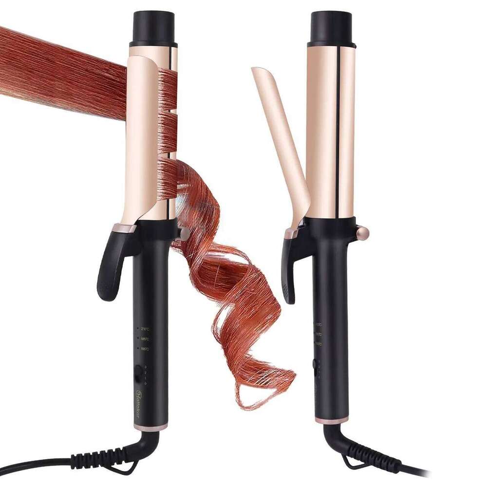 Hatteker Electric Curling Iron for Women 3-Level Temperature Control Ceramic Hair Protecting Curler Home Use Styling Tool US 26Y0306