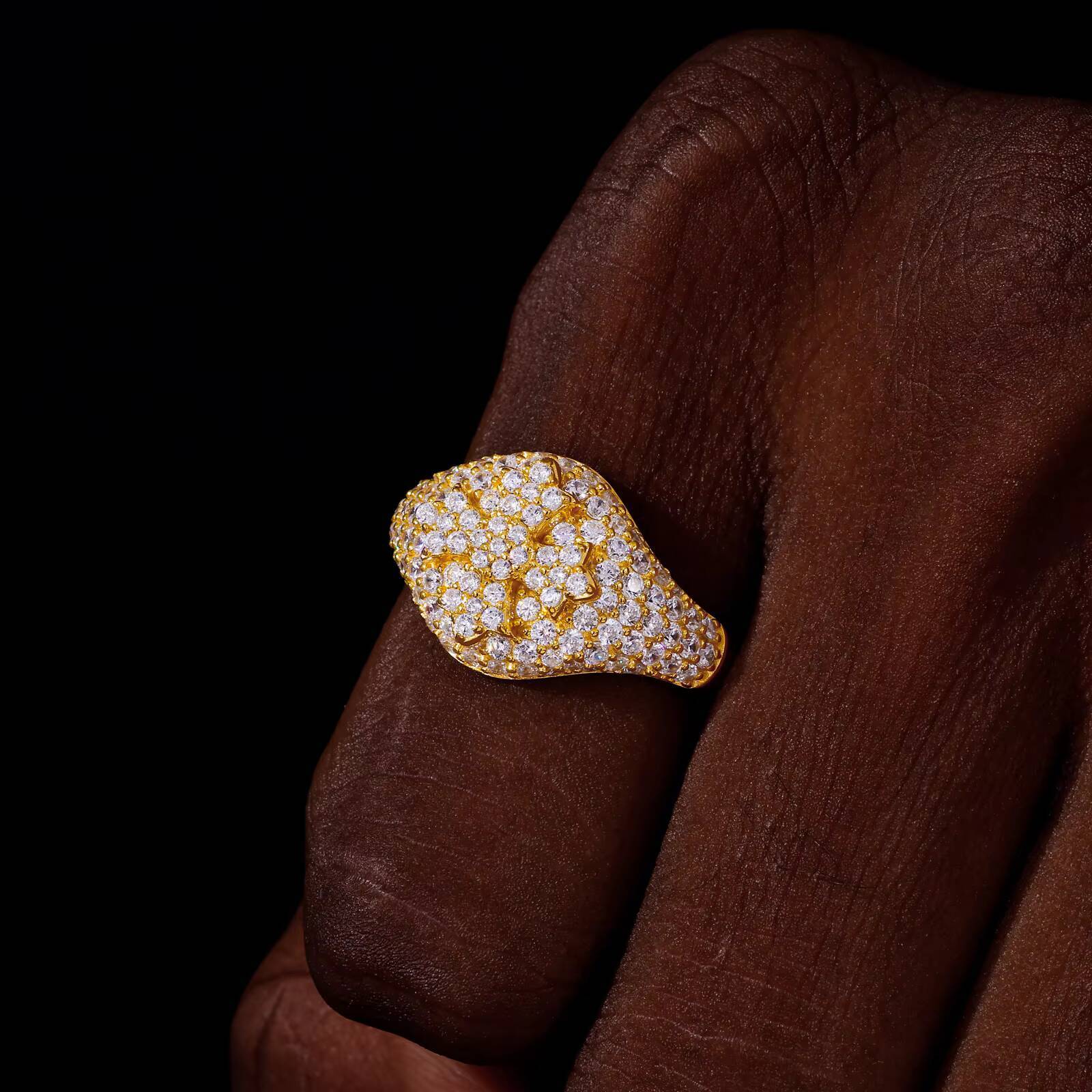 Pass Diamond Tester Hip Hop VVS Moissanite Diamond Mens Gift Gold Plate 925 Sterling Silver Iced Out Cross Ring for Rapper Men
