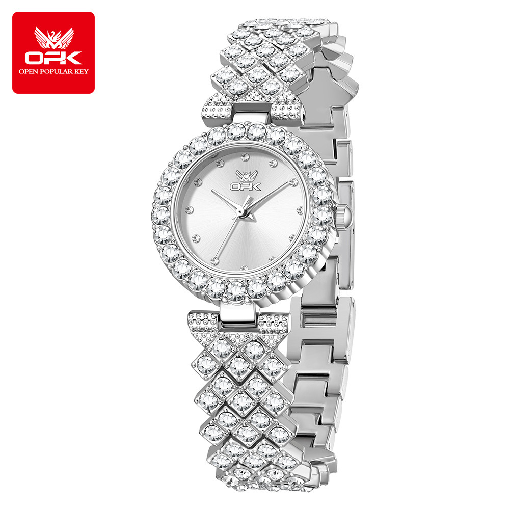 New OPK brand watches popular in Europe and America, women's watches with full diamond bracelets, quartz luxury watches for women