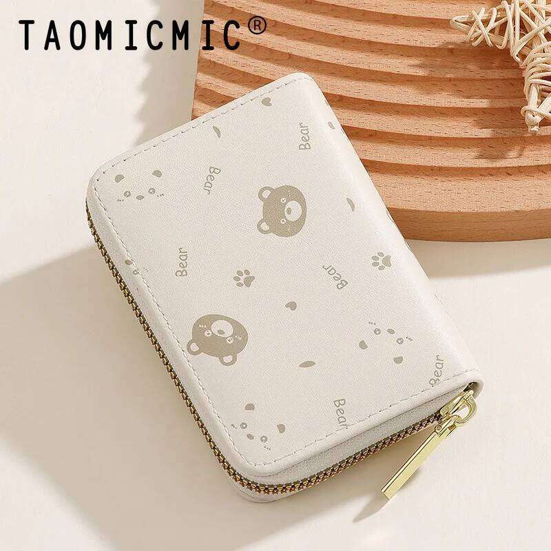 Cute little bear cartoon purse mini student accordion card coin storage bag wallet ins C260304