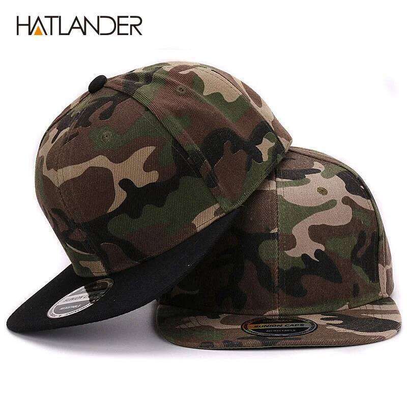 HATLANDER Camouflage snapback polyester blank flat camo baseball with no embroidery mens cap hat for men and women Y260304