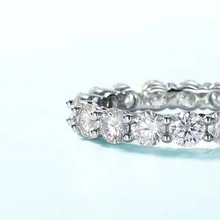 Cluster Gra Certified 4mm 925 Silver Eternity Ring Silver Jewelry Iced Out Hip Hop Tennis Ring Moissanite Cuban Link Ring Band