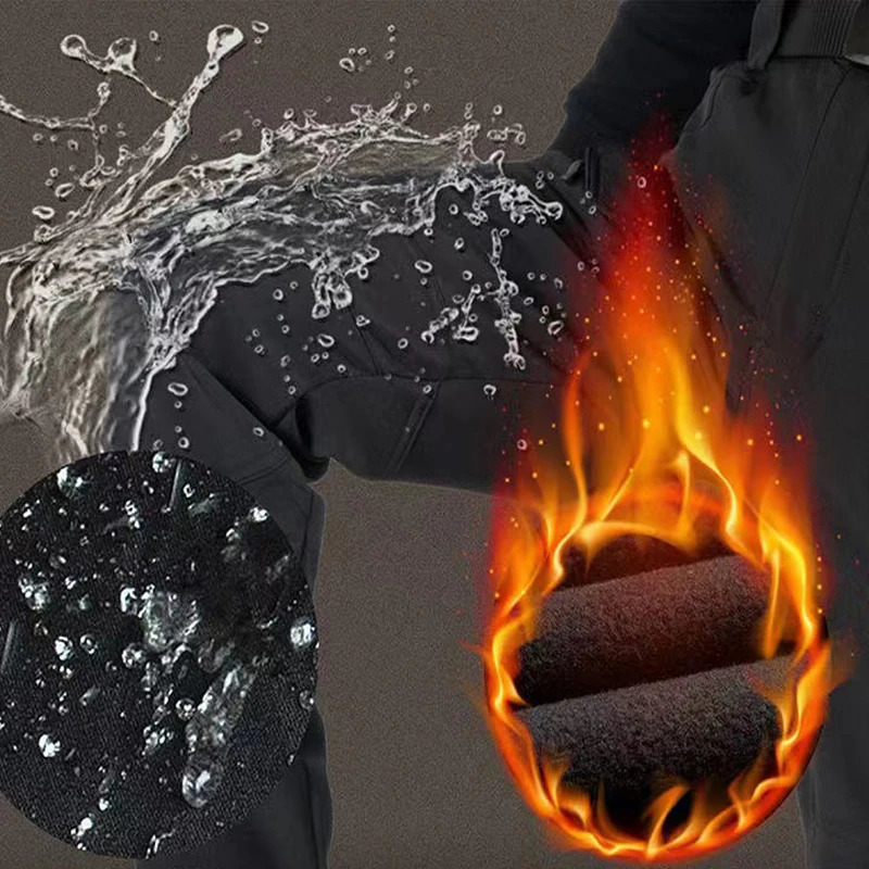 Men Winter Autumn Fleece Waterproof Cargo Pants Hiking Camping Softshell Climbing Casual Warm Tactical Military Combat Trousers 260304