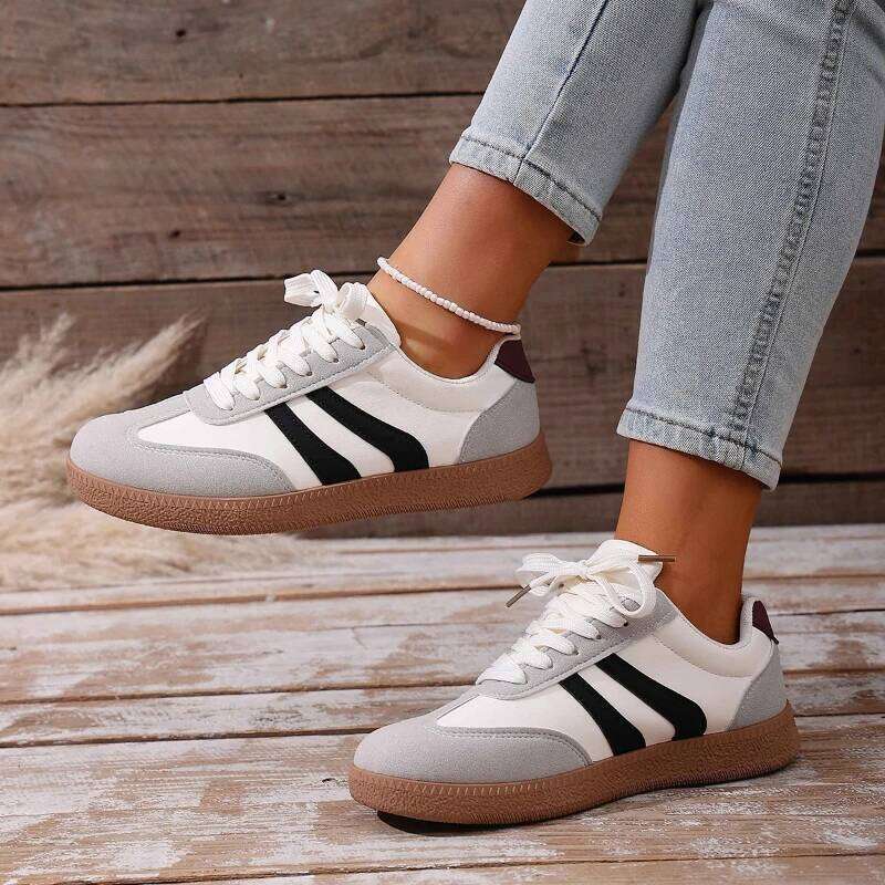 2025 Spring New Women's Fashion Round Head Design Vulcanized Outdoor Anti slip Comfortable Sports Shoes