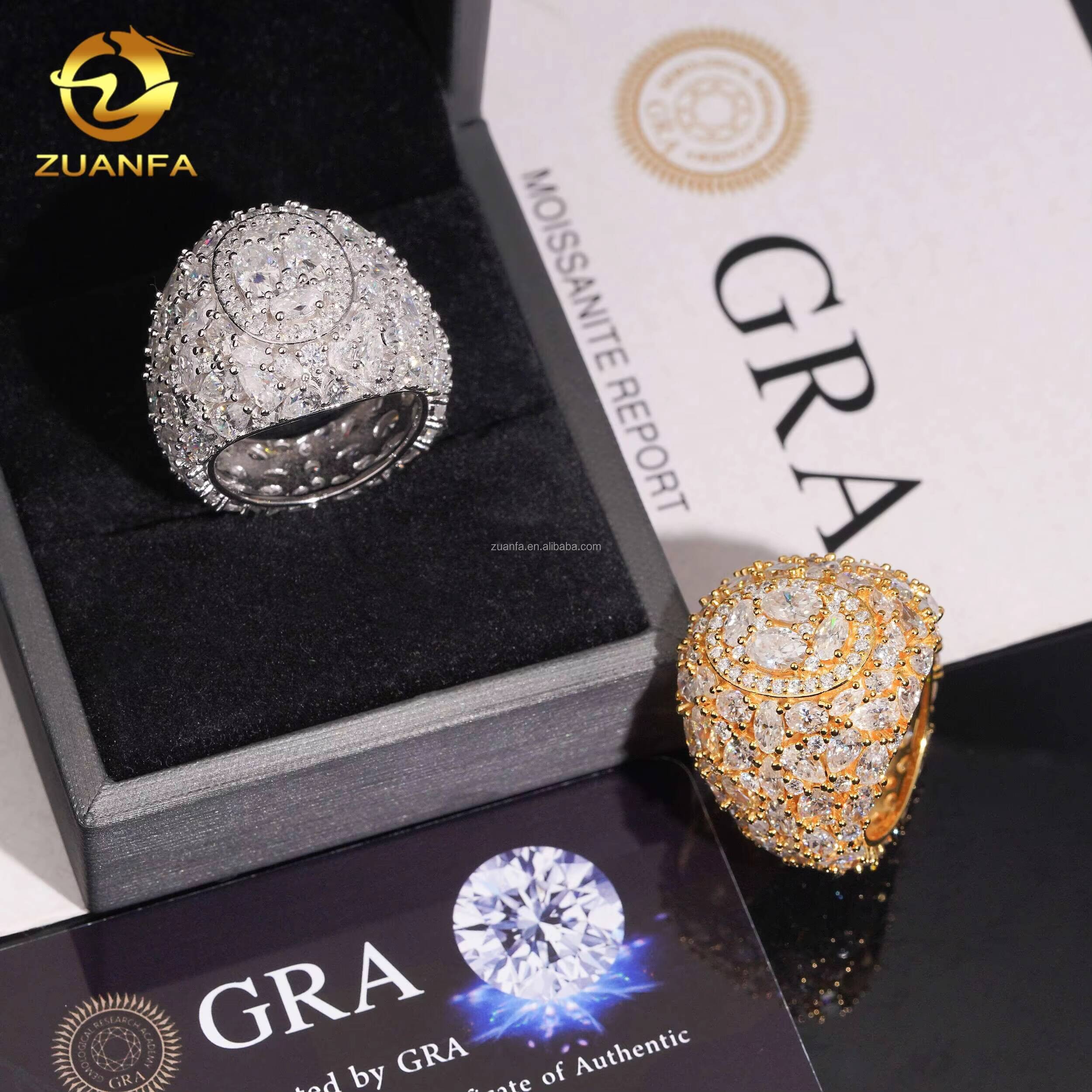New Arrivals Bulk Stock Fashion Fully Iced Out Hip Hop OvalMarquisePear Vvs Moissanite Diamond 925 Sterling Silver Man Ring