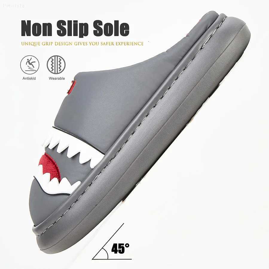 Cute Platform Mens Slippers For House Imitation leather Furry comfy memory foam soft couple shoes non-slip winter warm slippers S260305