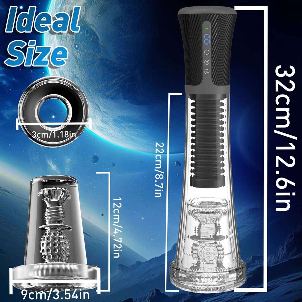 Automatic Vacuum Transparent Masturbator Trainer 9 Vibration 5 Suction Penis Pump Adult Sex Toy Male Masturbation W260305