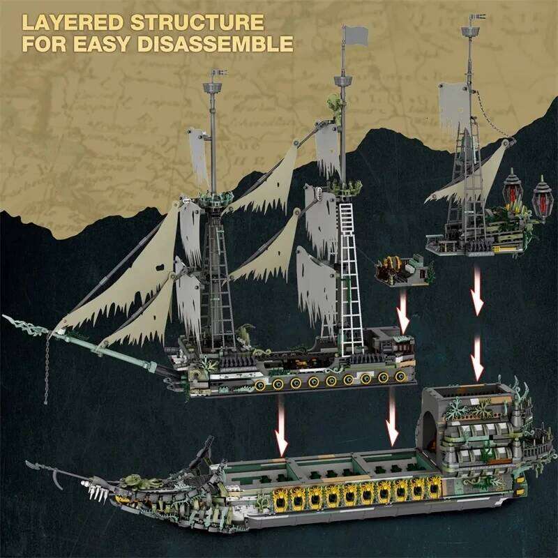 5865PCS The Flying Dutchman Pirate Building Blocks Ghost Ship Bricks Assembling Model DIY Toy For Kids Birthday Gifts Z260306