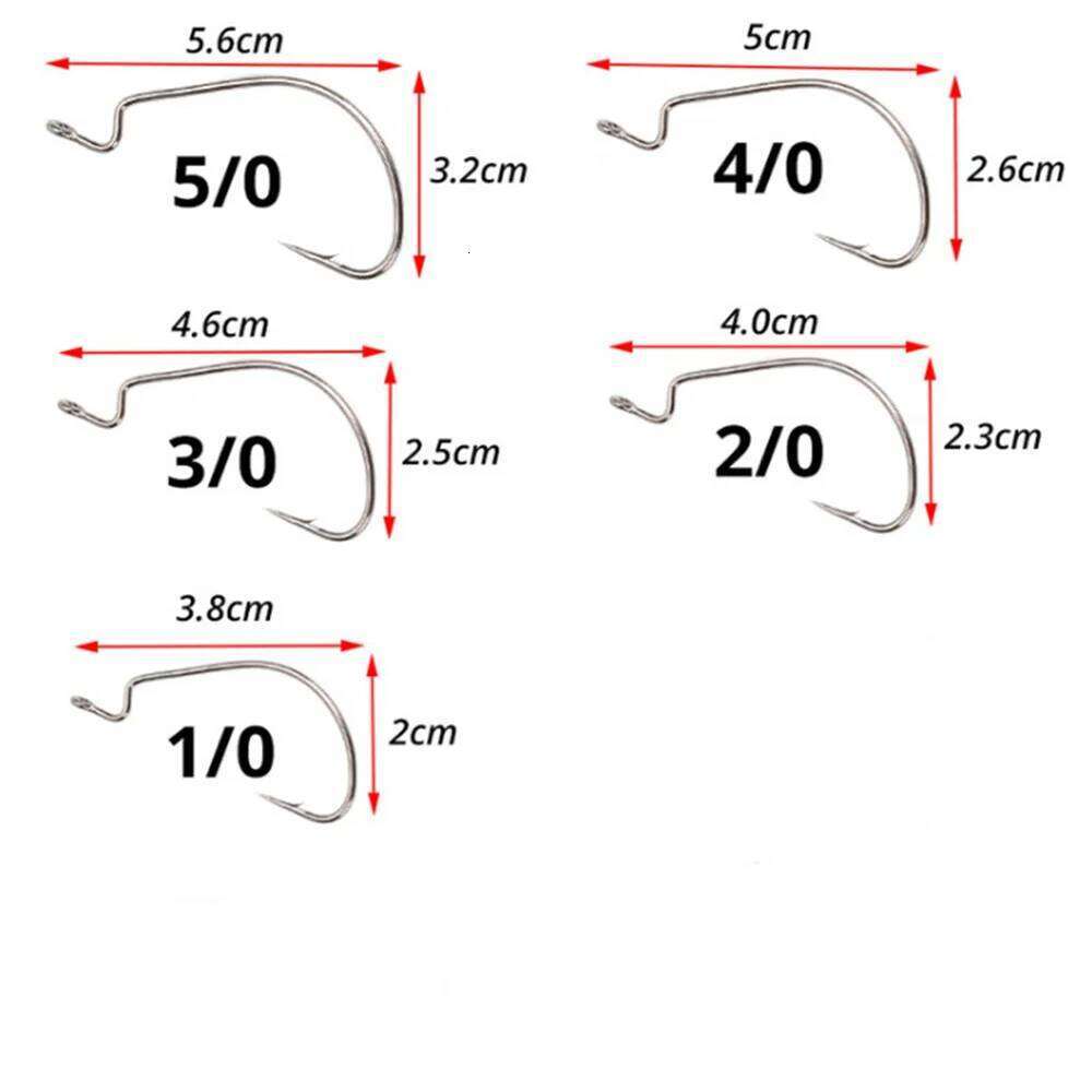 10pcs/lot Black Jig Hook High Carbon Steel Wide Crank Offset Fishhook For Soft Worm Lure Barbed Bass Fishing Accessories S260305