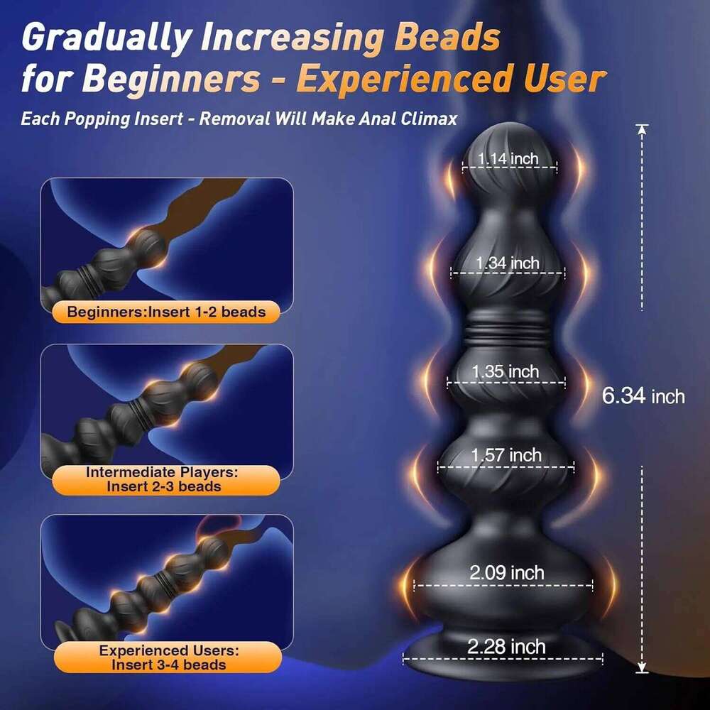 Beads Prostate Massager Anal Vibrator Butt Plug Trainer Vibrating Thrusting Sex Toys for Men Women Adult W260305