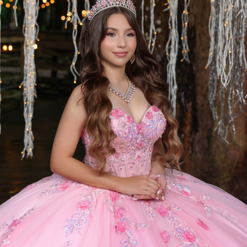 Pink Shiny Quinceanera Dresses Ball Gown Off The Shoulder Applique Flower Beading Crystal Corset Party Birthday Sweet 16 Dress Vestidos 15 De Anos