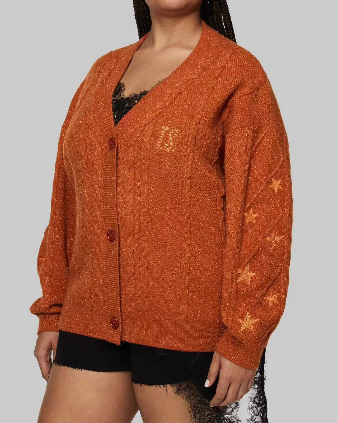 Vintage Embroidery Star Loose Sweaters Women Long Sleeve Single Breasted Oversize Knitted Cardigans TS Casual Jacket Coats M260306