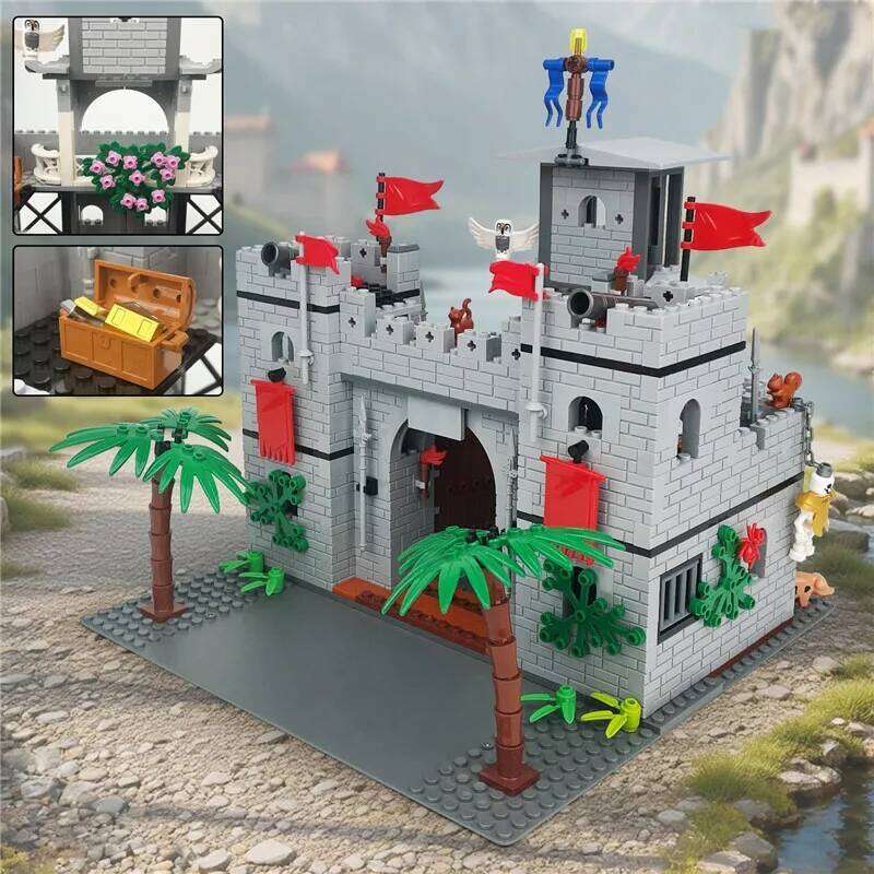 Medieval Cherbourg Modular Buildings toy, Creative Construction Castle Building Blocks Sets Bricks Toys Room Decor Gifts Z260305