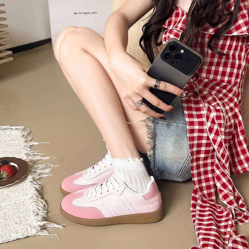 2025 Spring Casual Suede Sneakers Women Mixed Colors Leather Flats Lace Up Closure Ladies Comfortable Shoes Handmade
