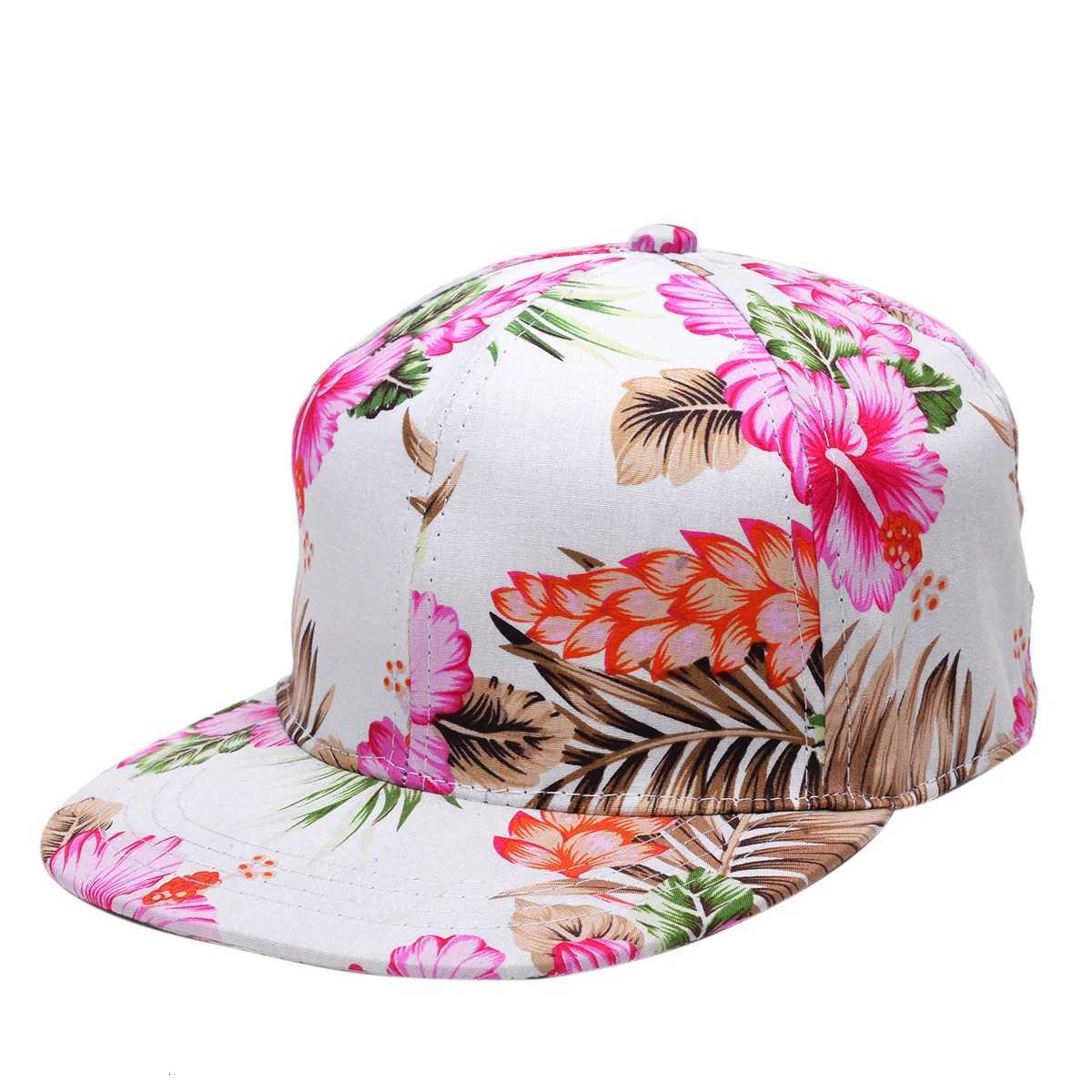 VACIGODEN Womens Floral Hip-Hop Hat Fashion Flat Brim Gorras Girls Street Snapback Pineapple Flowers Print Outdoor Baseball Cap S260306