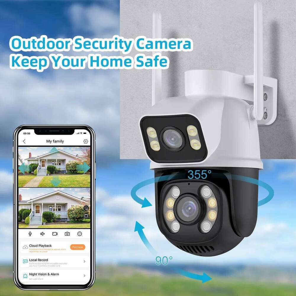 Hiseeu 4K 8MP PTZ Wifi IP Camera Dual Lens 5X Zoom AI Human Detect Wireless Surveillance CCTV Cameras Security Protection 26W0306