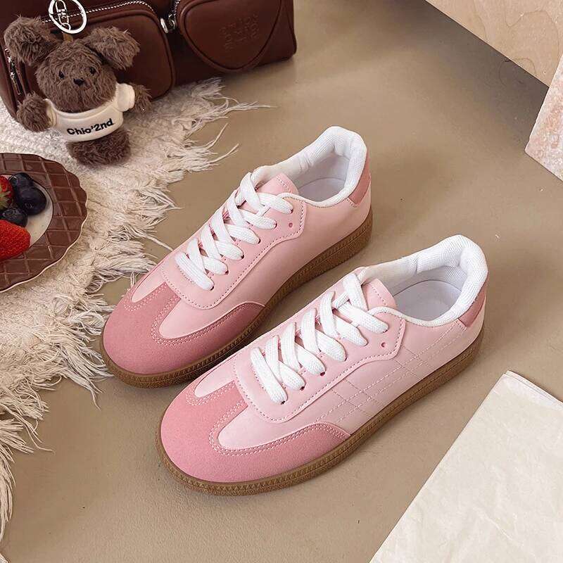 2025 Spring Casual Suede Sneakers Women Mixed Colors Leather Flats Lace Up Closure Ladies Comfortable Shoes Handmade