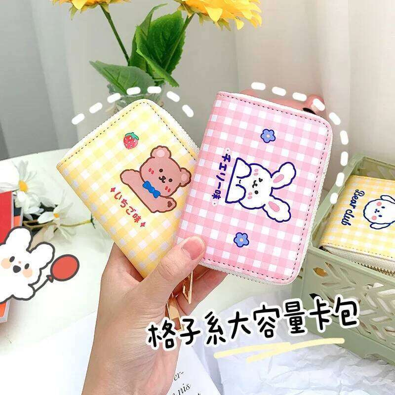 Ladies Short Korean Cartoon Cute Bear Small Mini Coin Wallet Purse Clutch Card Cash Organizer Money Bag Purses Manga C260304