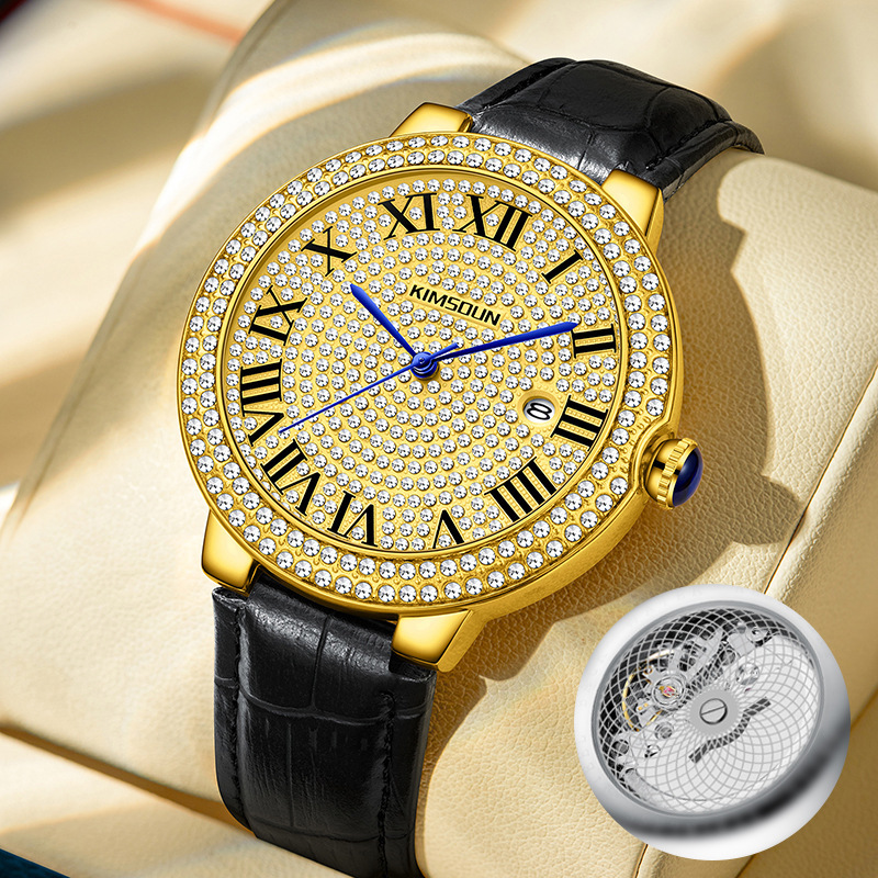 Designer Luxury Men Automatic Mechanical Watch Moissanite Dial Waterproof Diving Luminous Date Business Wristwatch for Male Sports