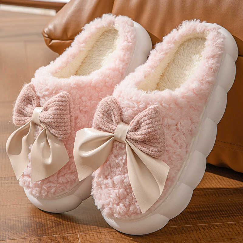 Warm postpartum shoes for women 2025 winter plush lined cotton slippers with covered heel womens indoor home cotton shoes S260305