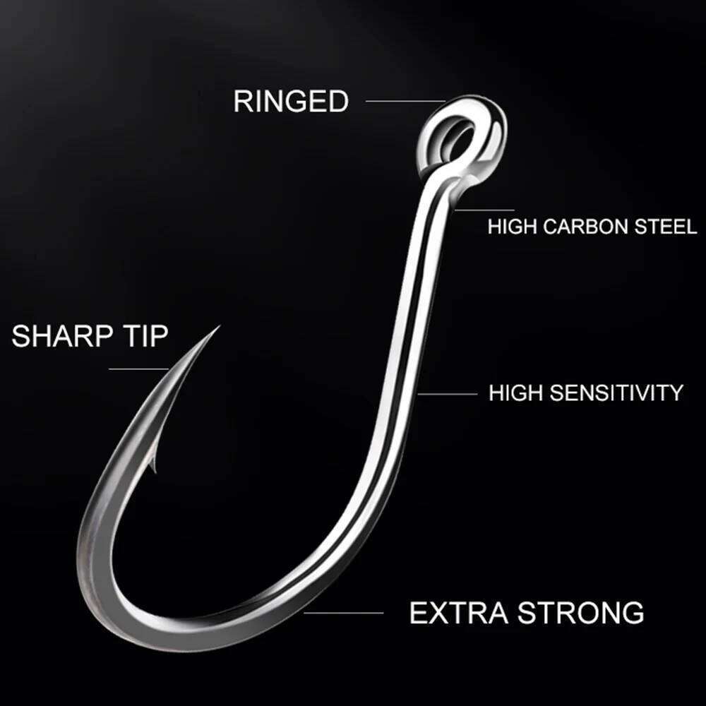 FISH KING 50-100pcs Gold High Carbon Steel 1#-12# Barbed Hook With Ringed EYE Red Fishhooks for Carp Fishing Tackle S260305