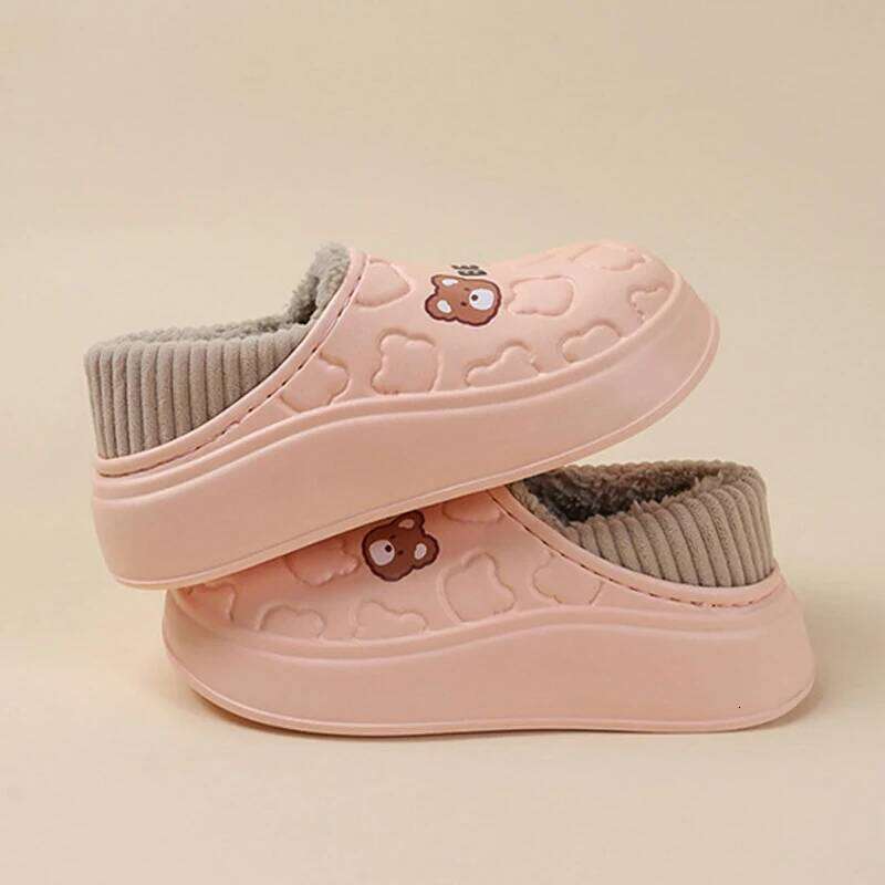 Litfun Winter Plush Lining Women's Waterproof EVA Light Fluffy Indoor Slides Furry Warm Cozy Slippers For Women