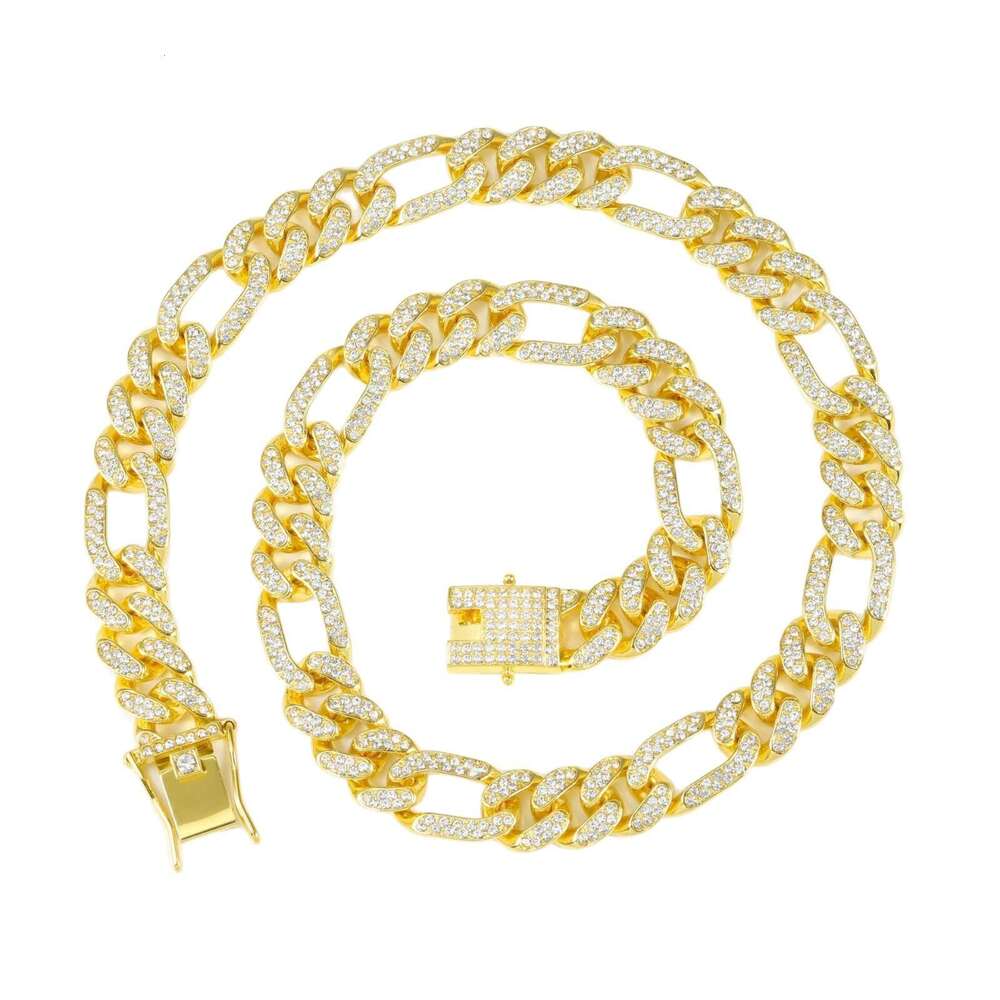 Men's Bracelet 13MM Cuban Light Luxury High-End Cross-Border 3:1 Necklace Full Diamond Thickened High Quality