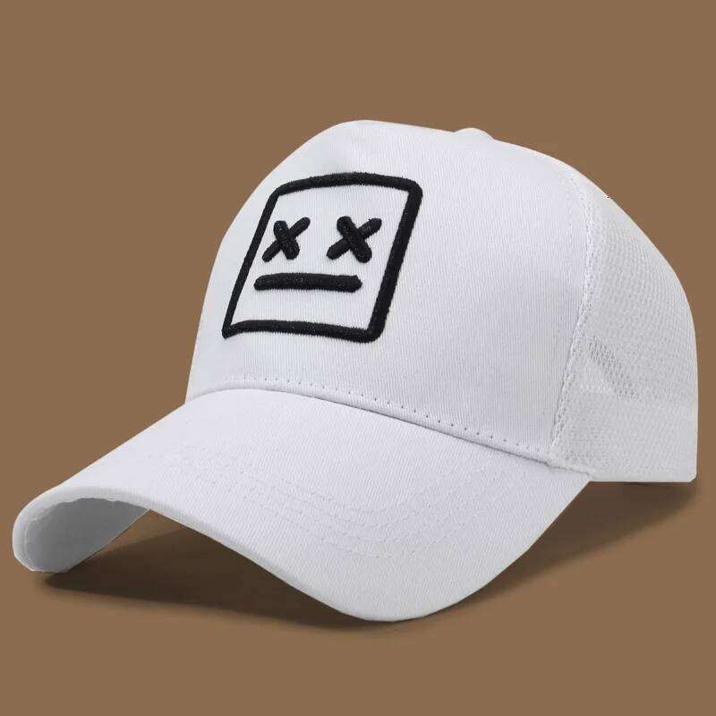 Men's smiling face embroidered baseball cap, fashionable truck driver hat, outdoor adjustable sun protection casual hat suitable Y260304