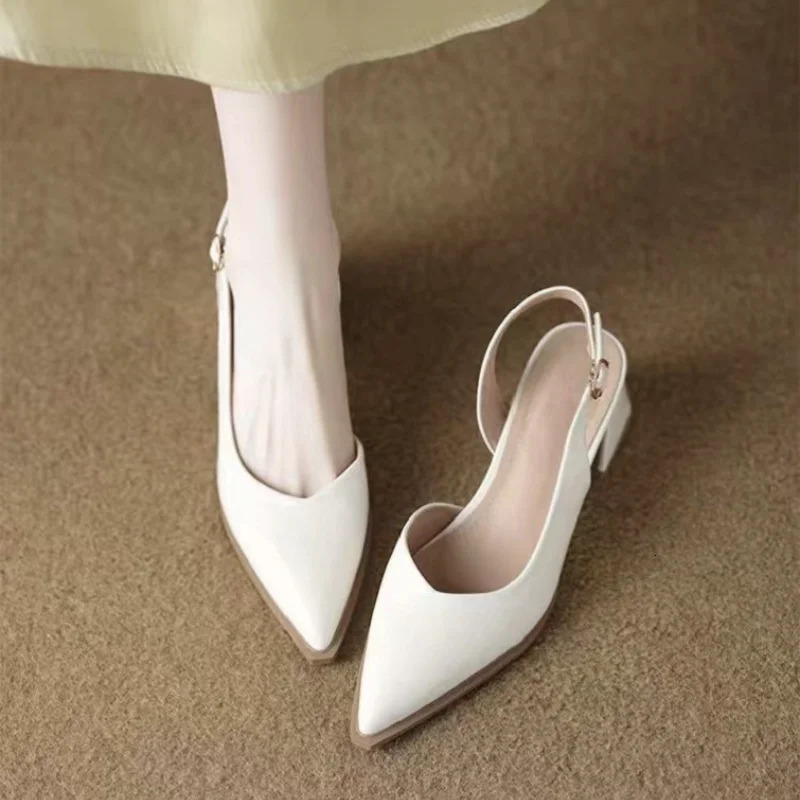 High Heels Sandals Woman Pointed Toe Heeled Shoes Shallow Summer Trend Loafers Slingback Shoes Elegant Dress Pumps Mujer 260303