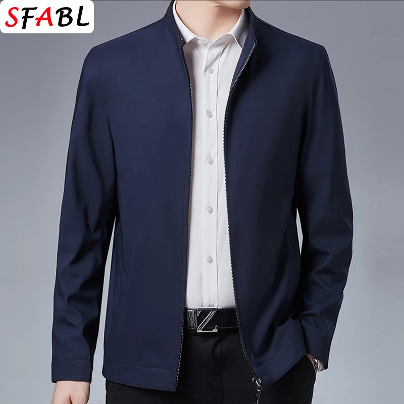 Solid Quality Mens Jacket Business Casual Blazer for Men Zipper Jacket Office Dress Coat Spring Autumn Outerwear 3XL 260306