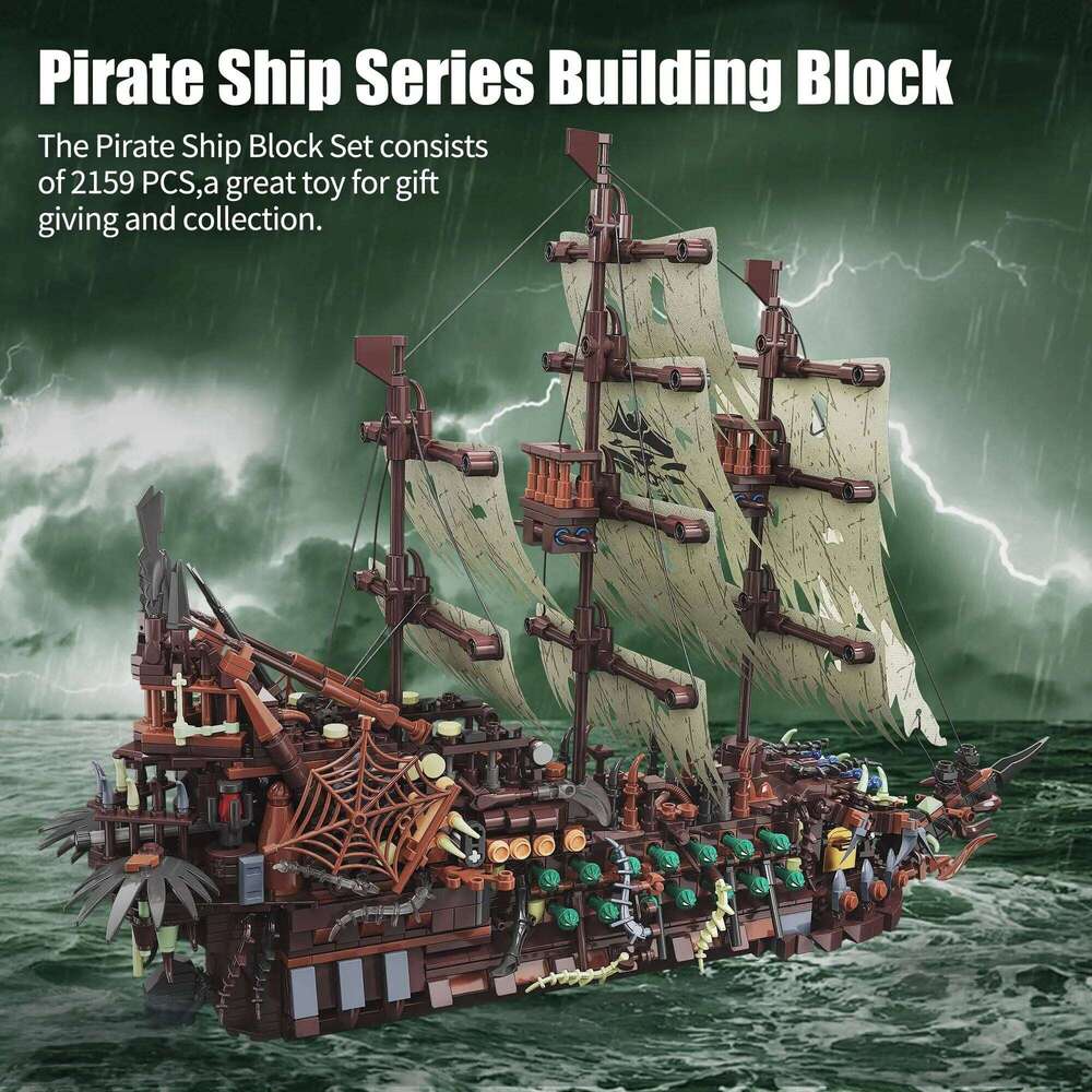 2159Pcs Pirate Ship Sets MOC Flying Dutchman Building Blocks Model Toys Christmas Birthday Gifts for Adults and Teens Z260306