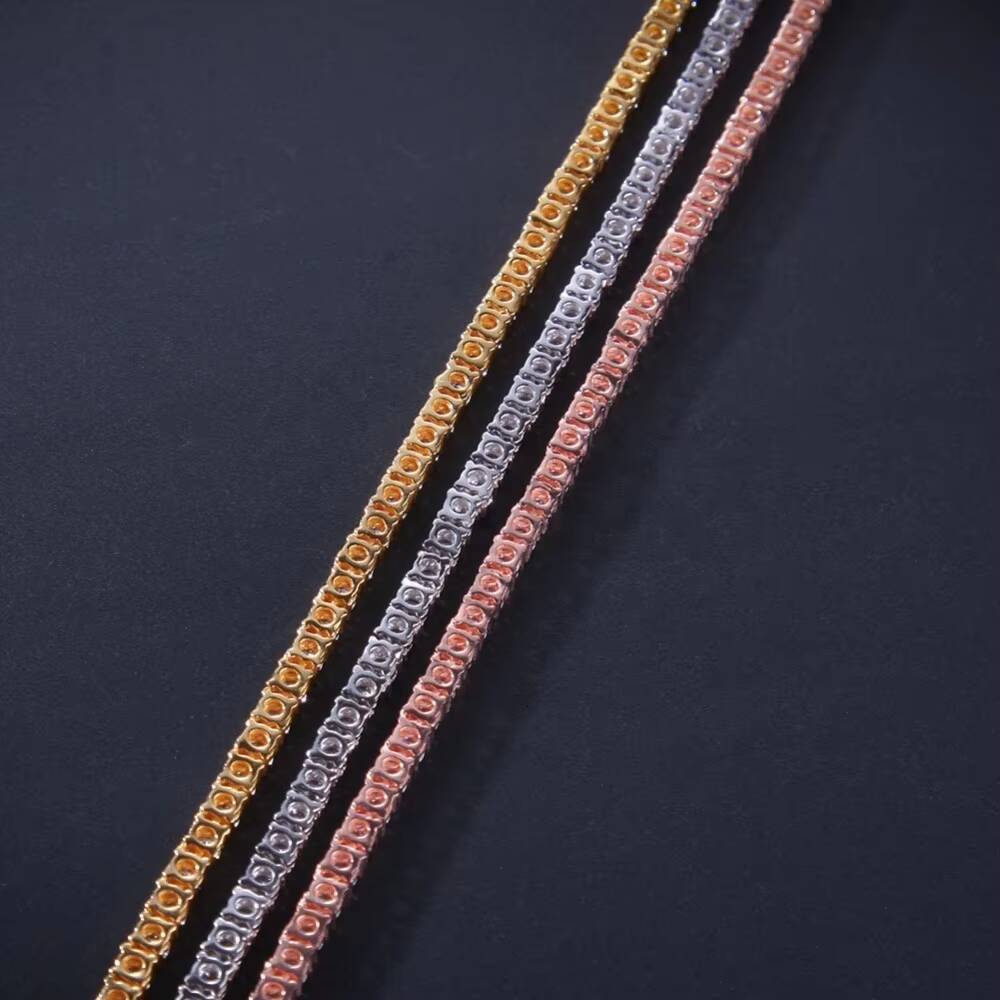 3mm 4mm Wholesale Custom Tennis Chains 925 Sterling Silver Link Chain Hip Hop Jewelry Necklaces Iced Out Moissanite Diamond Tennis Chain