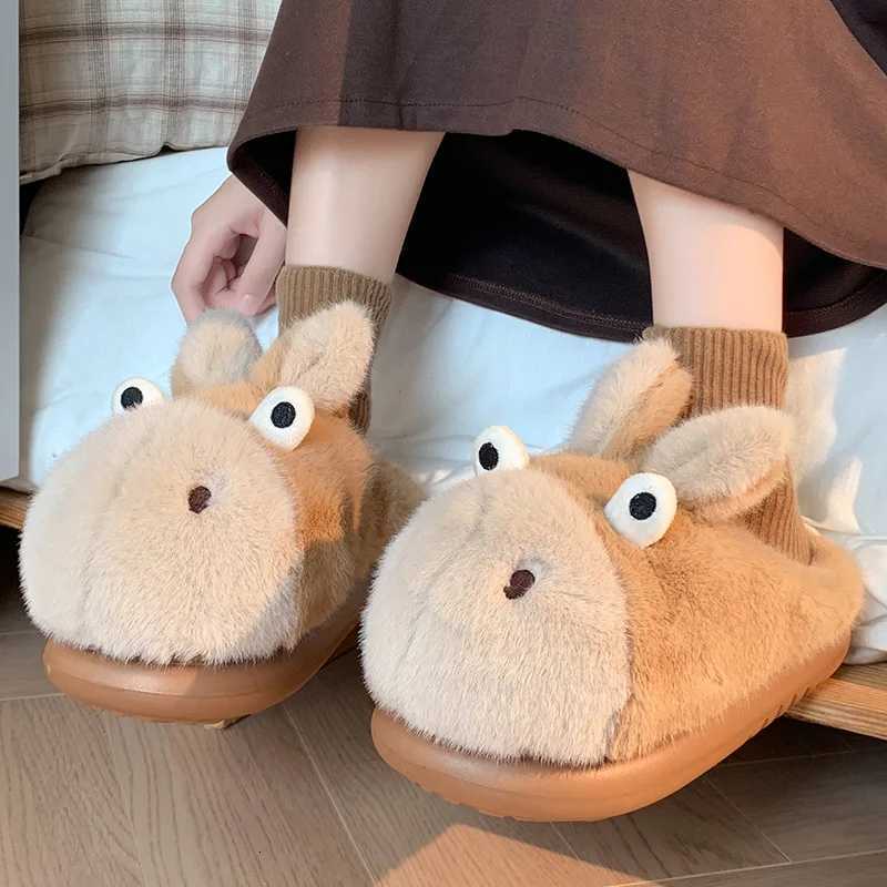 Cartoon cotton slippers for women in autumn and winter waterproof thick bottom new indoor home decor wrapped in warm cotton s S260305