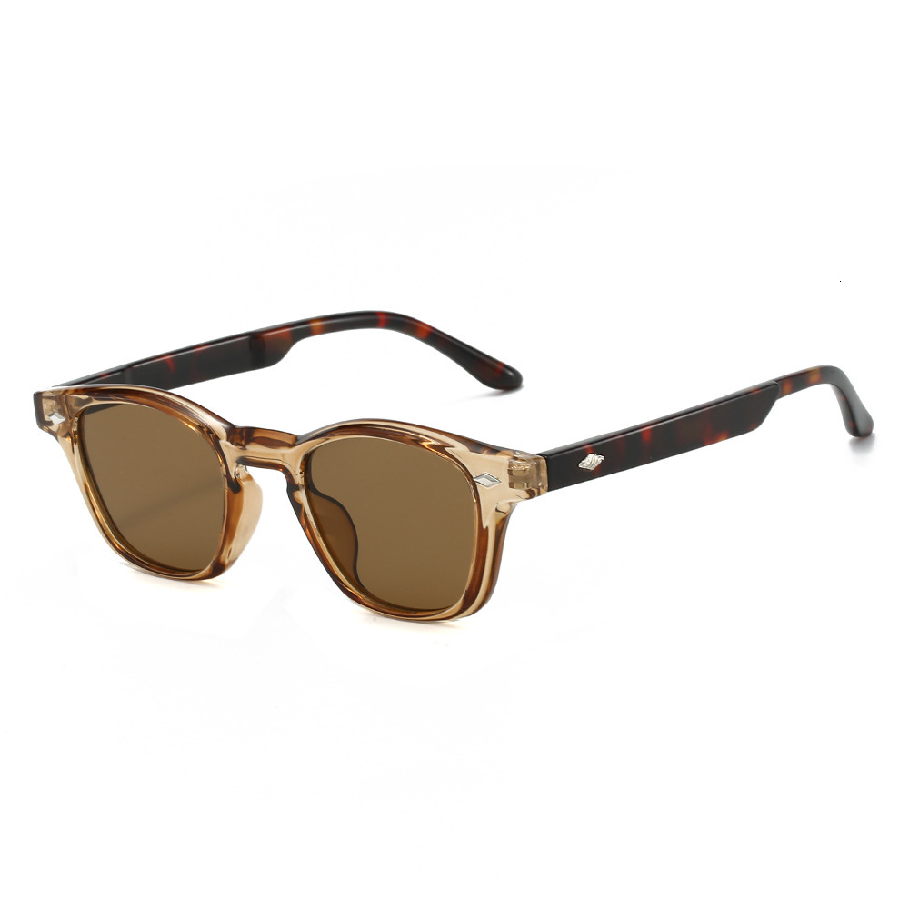 Cool Square Glasses European and American New Style Small Frame Single Beam Trendy Fashion Sunglasses with Studs