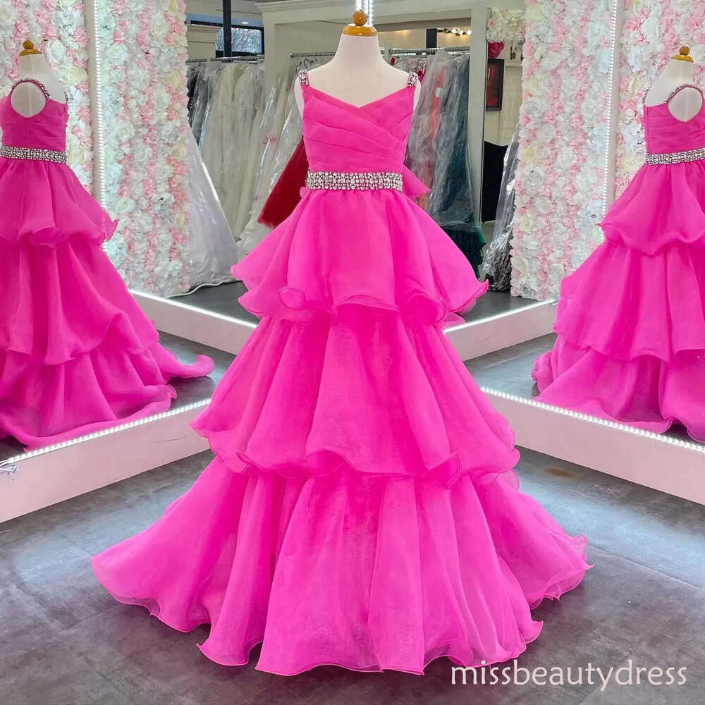 Candy Color Organza Little Girl Pageant Dresses 2026 Straps Infant Toddler Girls Prom Gowns Zipper-Back Ruffles Long Kids Formal Party Birthday Prince