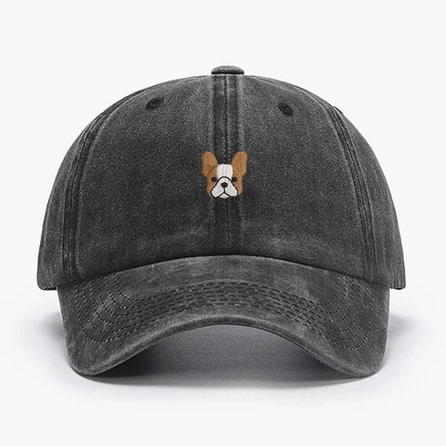 Embroidered Mini French BullDog vintage cotton Baseball caps Men Women Washed Hat Sports Fishing Dad Summer Peaked cap S260306