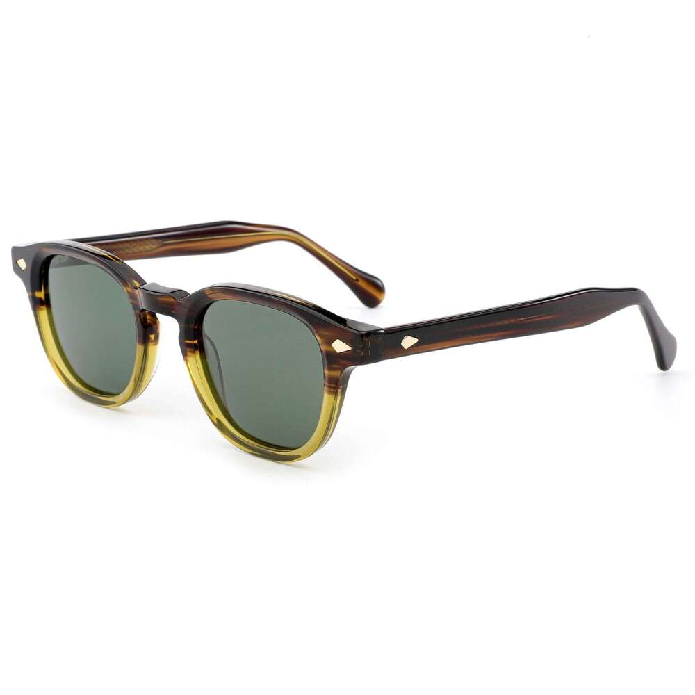 New Fashionable Cross-Border European And American Polarized For Men, Retro Acetate Sunglasses, UV Protection Round Frame Sunglasses High-Quality