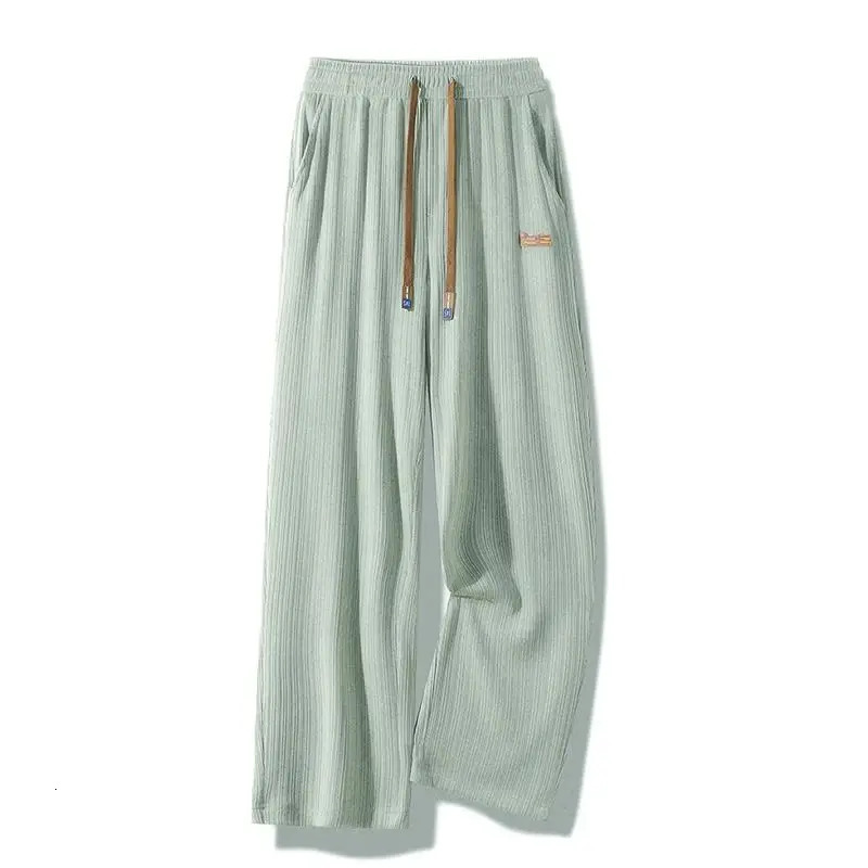 Mens Casual Trousers Ultra-thin Pants Mens Loose Straight Section Drape Ice Silk Pants Wide Leg Sports Casual Pants Fits 260306