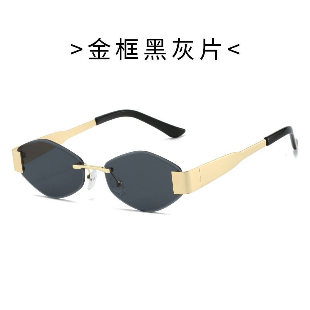 Free Shipping New Style Glasses European and American Frameless Beveled Metal Retro UV400 Trendy Sunglasses Wholesale