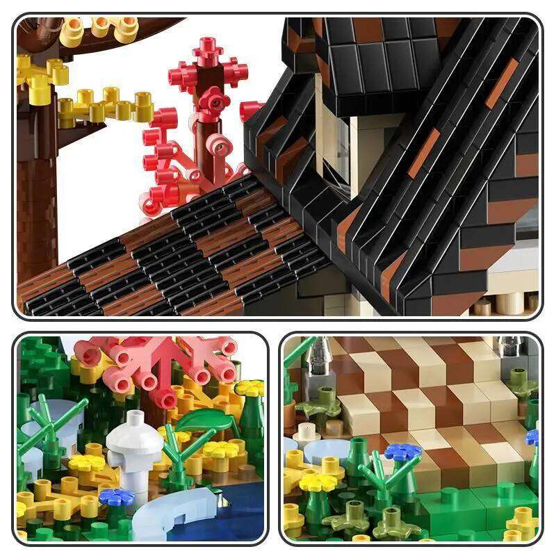 2635PC Forest Wooden House Building Blocks Cabin Model Bricks City Street View Kids Toys Educational Girls Boys Birthday Gift Z260305