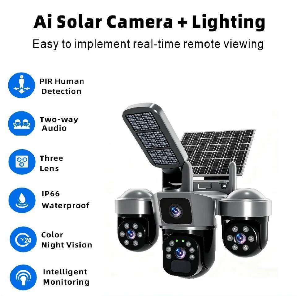 V380 15MP WIFI IP Wireless Camera Auto Tracking Security Protection CCTV Surveillance Outdoor Solar lights 26W0306