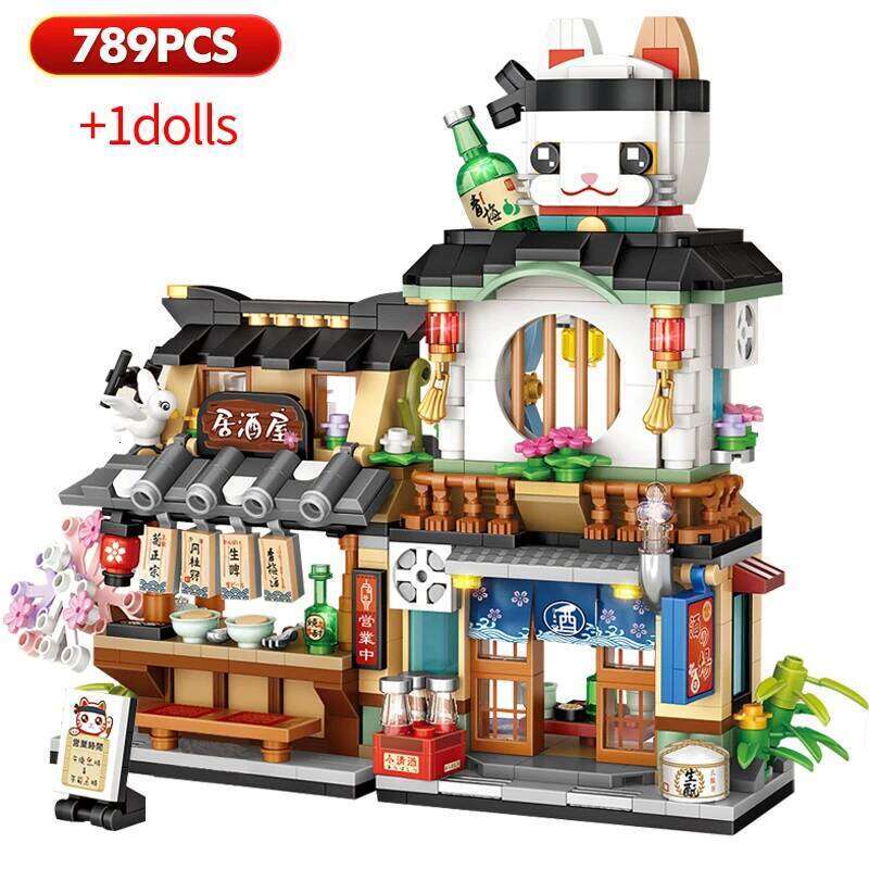 789PCS Mini City Street View Izakaya Store Building Blocks Architecture Friends House Figures Bricks Toys For Children Gifts Z260305