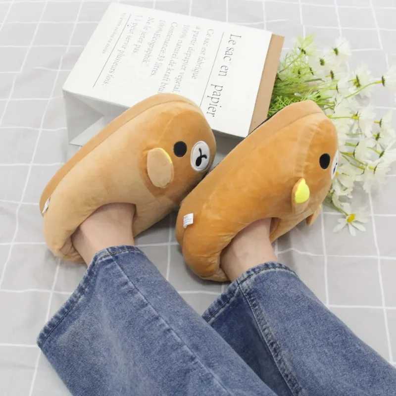 luxury Winter Bear Cotton Ladies Slippers House Home Cartoon Cute Bear Home Indoor Couple Female Warm Indoor Slipper Casual S260305