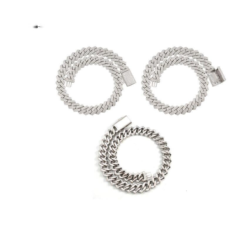 TikTok Live 925 Moissanite Cuban Chain 16mm 2 Row Full Diamond Hip Hop Necklace