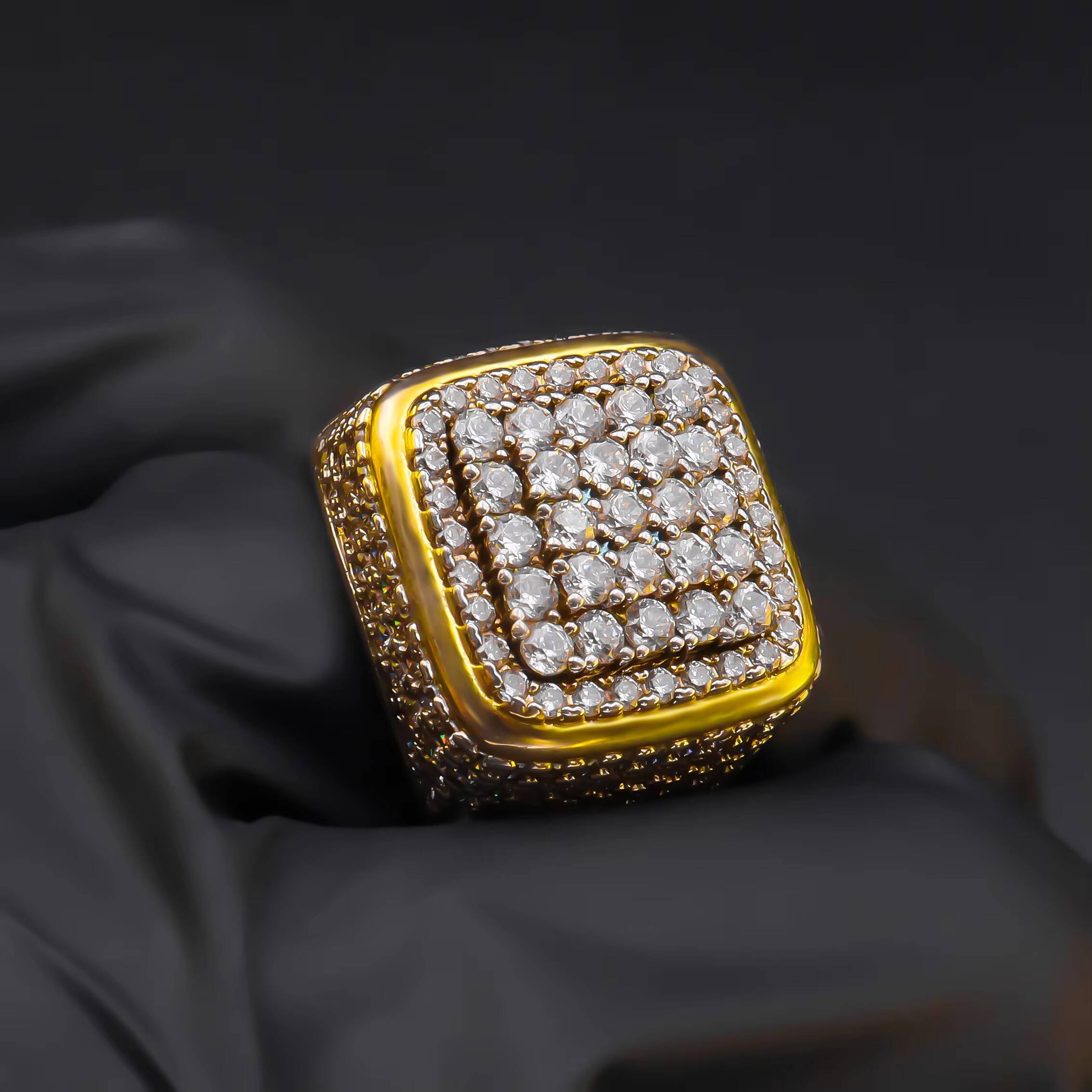 Popular Hip-hop square Ring Set with 5A Grade Moissanite Plated Ring Jewelry Prom Ring