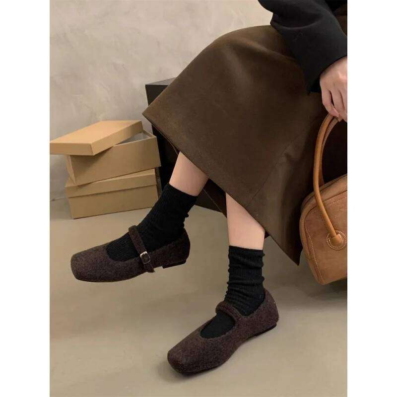 Women's Square Toe Slip-On Loafers with Plush Texture | Versatile Winter Shoes for Casual & Dressy Looks