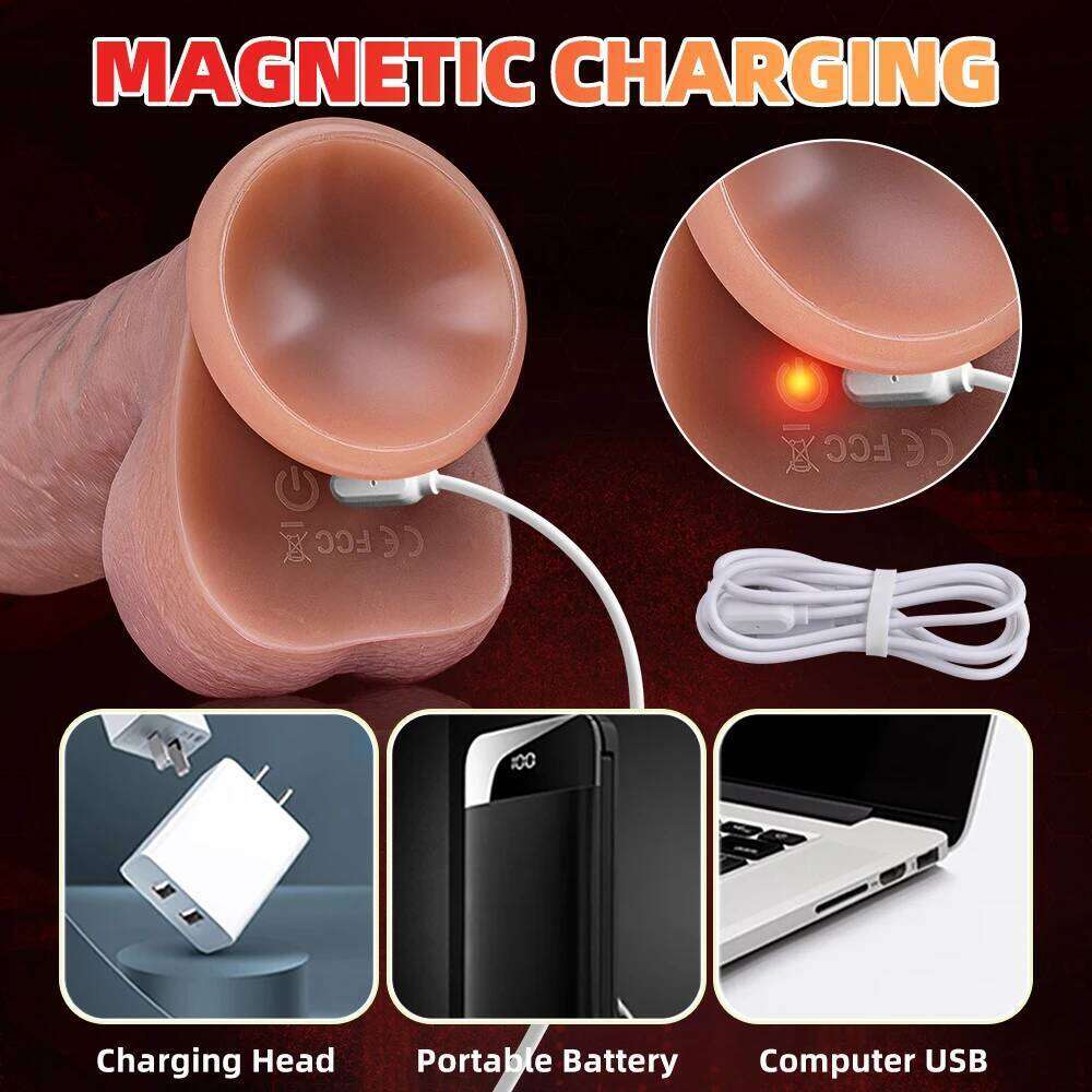 Huge Big Soft Vibrator Heating Realistic Dildo for Woman Men Wireless Telescopic Dick Masturbator Penis G Spot Vagina Anal W260305