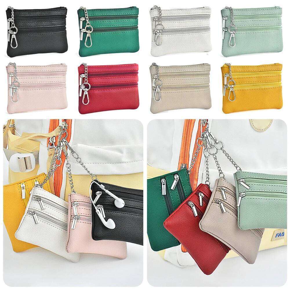 Multifunctional PU Leather Coin Purse Waterproof Wear-resistant Credit Card Holoder Zipper Wallet Money Bag Women Men C260304