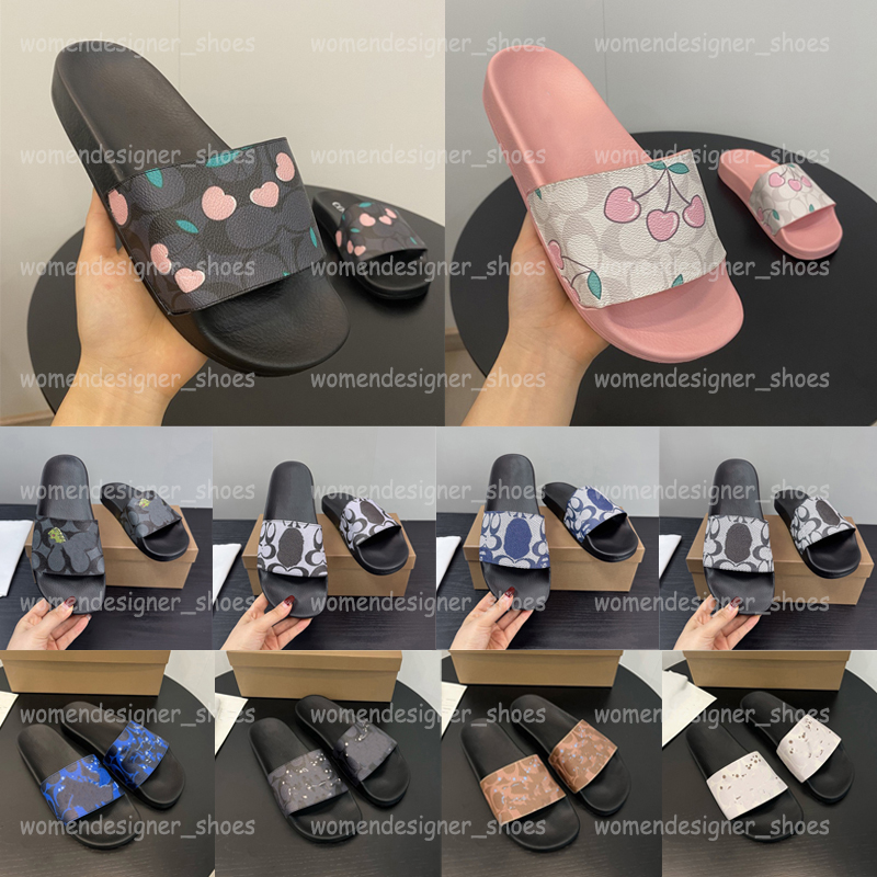Designer Sandals Men Beach Slides Summer Classic Printing Cherry Leather Sliders Luxury Women Slippers Outfit Casual Flat Shoes Flip Flops Size 35-46