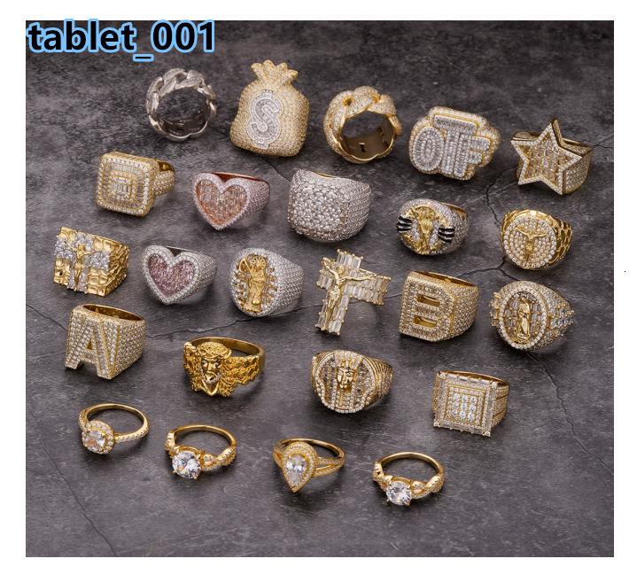 Fine Jewelry Iced Out Hip Hop Gold Plated Cuban Link Cross Ring Round Diamond Vvs Gra 925 Sterling Silver Moissanite Rings Men